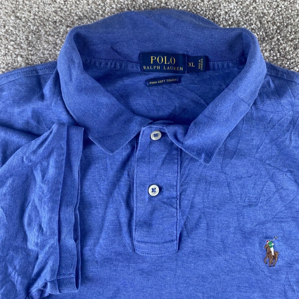 Polo Ralph Lauren Pima Soft Touch Polo Shirt Mens XL Blue Short Sleeve Cotton